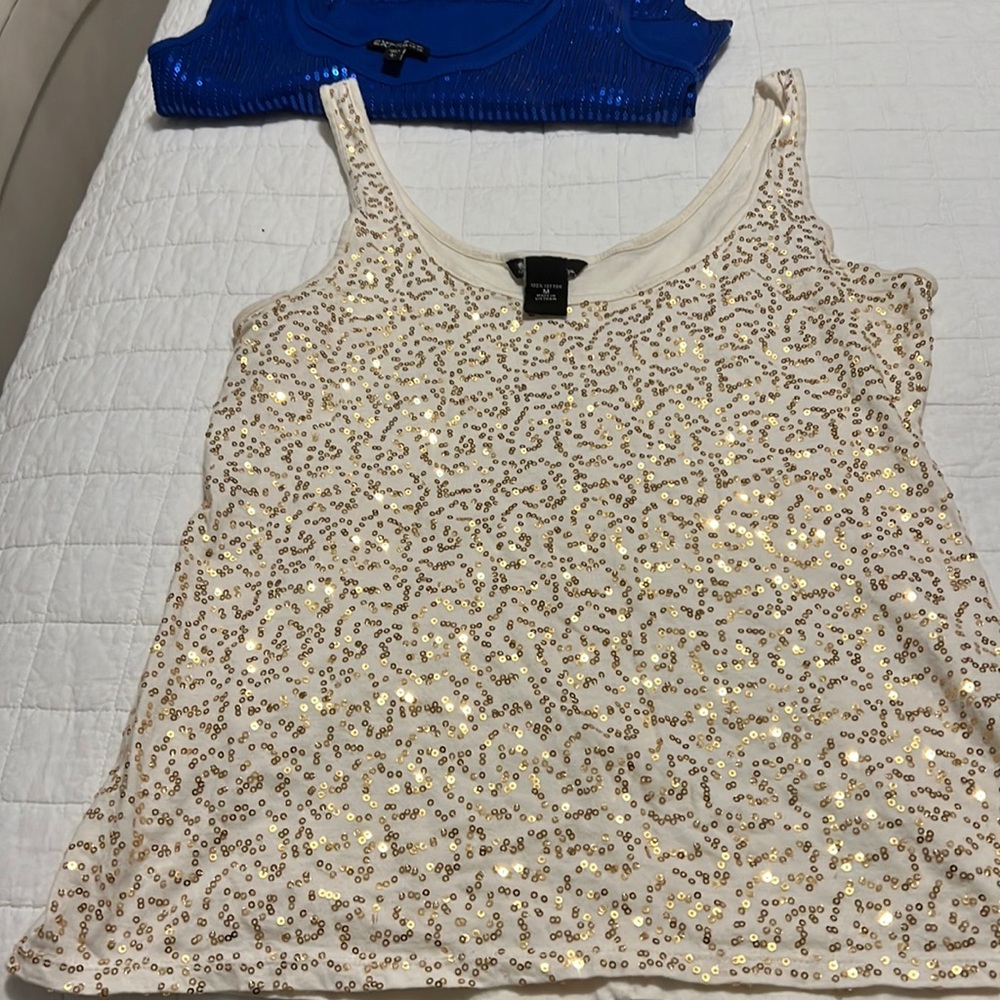 Cream colored sparkly tank top